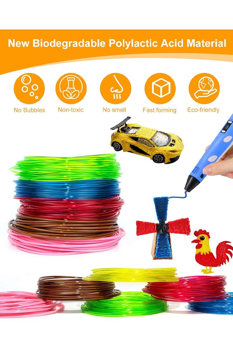 rocooart PLA 3D Pen Filament Refills 1.75mm, 20 Bright Colors Random, 10 Feet Each, Total 200 Feet, Ideal for Creative Projects Everyday Use Home and Outdoor - Image 2