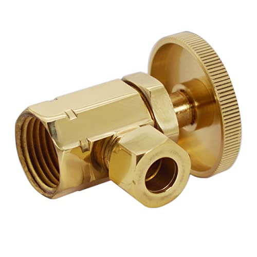 Westbrass D103K12-01 1/2" IPS x 3/8" OD x 12" Corrugated Riser Supply Line Kit with Round Handle Angle Supply Shut Off Valve for Faucet and Toilet, Polished Brass - Image 5