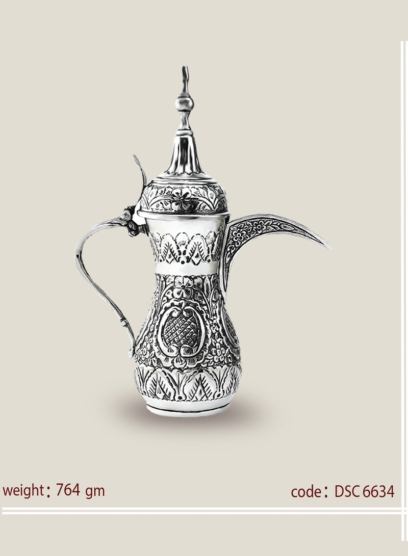 أوديسي دلة قهوة فضة خالصة بنقوش وردية (DSC6634) - Image 1