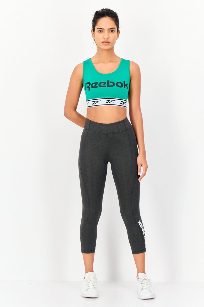 Reebok Women Brand Logo Non Padded Sports Bra, Green - Image 2