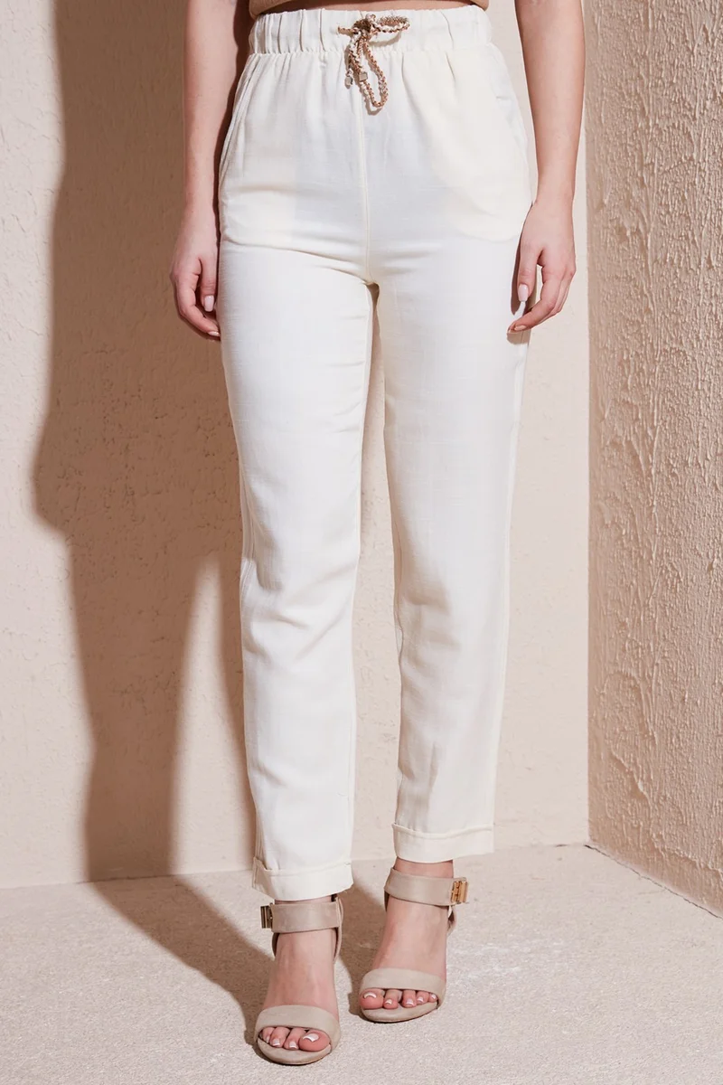 فاشن فريندز Cotton Relaxed Fit Trousers Women's Trousers 24Y0250K1