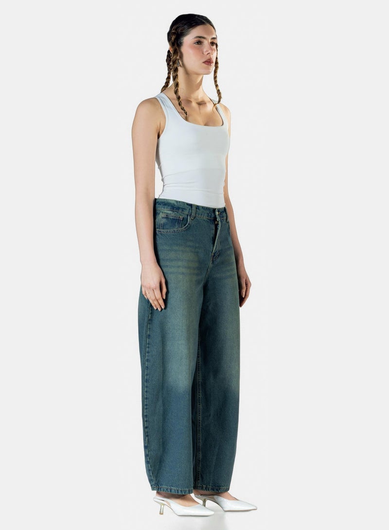 CTRL Baggy Fit-Washed Teal Denim - Image 2
