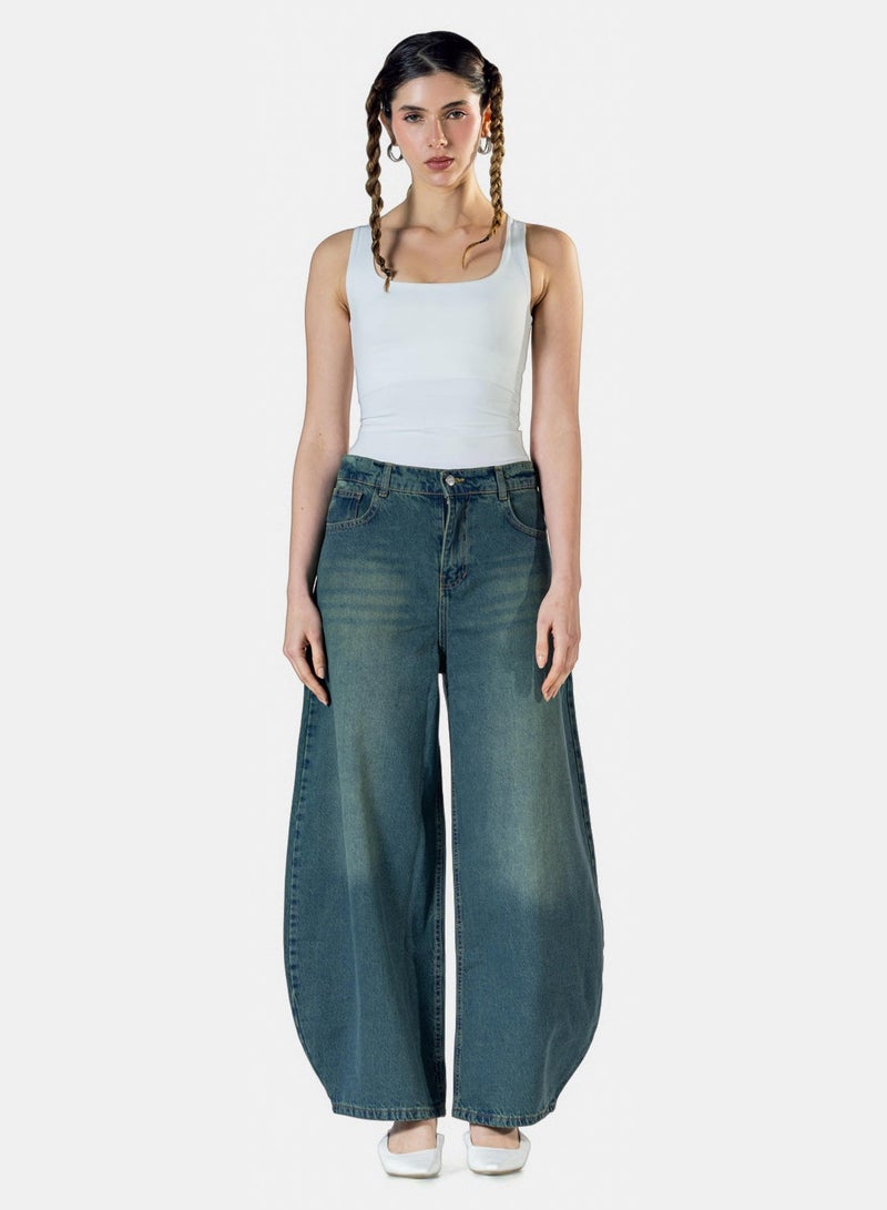 CTRL Baggy Fit-Washed Teal Denim - Image 1