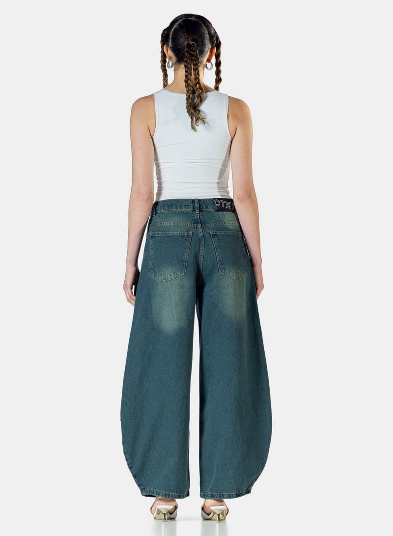 CTRL Baggy Fit-Washed Teal Denim - Image 4
