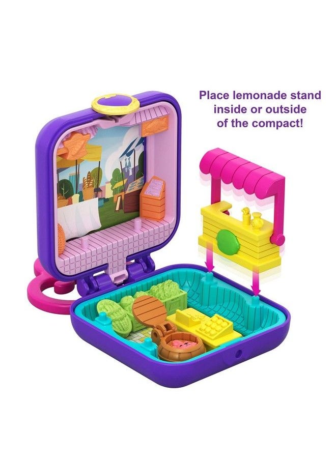 Polly Pocket أماكن صغيرة في سوق المزارعين في بولي مع حامل ليمونادة قابل للإزالة تكشف صور التخصيص عن دمية بولي الصغيرة وورقة الملصقات  - Image 4
