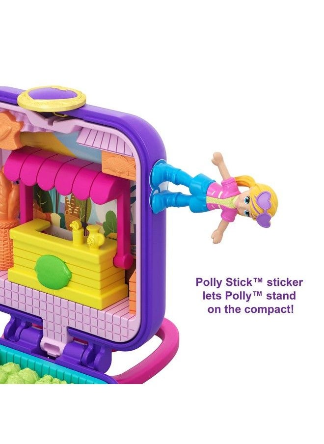 Polly Pocket أماكن صغيرة في سوق المزارعين في بولي مع حامل ليمونادة قابل للإزالة تكشف صور التخصيص عن دمية بولي الصغيرة وورقة الملصقات  - Image 5