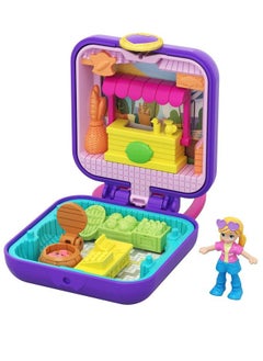 Polly Pocket Tiny Pocket Places Polly Farmer'S Market Compact With Removable Lemonade Stand Photo Customization Reveals Micro Polly Doll And Sticker Sheet  - Image 2
