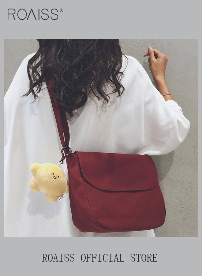 roaiss Women's Canvas Bag Large Capacity Casual Commuter Shoulder Bag School Messenger Bag Simple  - Image 3