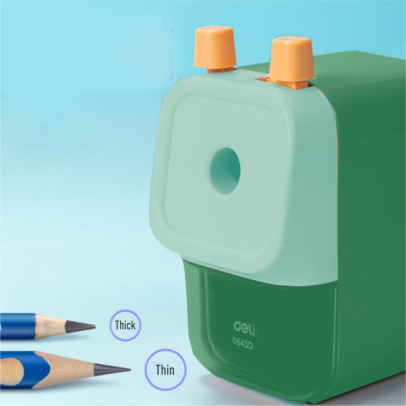 Deli آلة شحذ أقلام دوارة 0643D مع صندوق غبار للطلاب ومكاتب العمل والفصول الدراسية - أخضر - Image 5