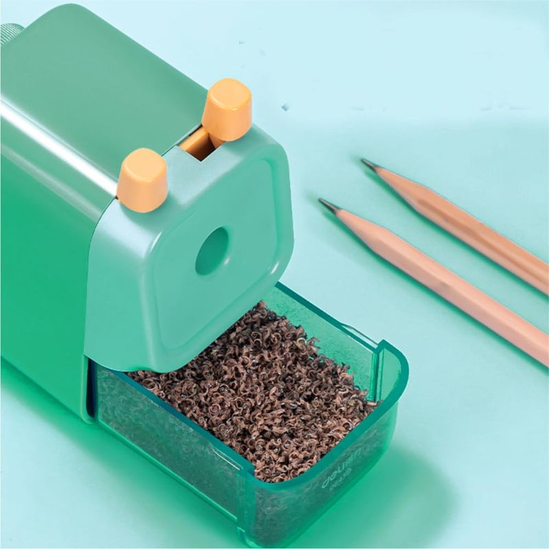 Deli آلة شحذ أقلام دوارة 0643D مع صندوق غبار للطلاب ومكاتب العمل والفصول الدراسية - أخضر - Image 4