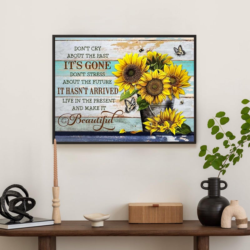 Okarina Diamond Art Kits for Adults Sunflower, DIY 5D Diamond Painting Kit for Beginners Inspirational, Inspiring Quotes Full Round Drill Gem Art Dots for Adults Home Wall Decor 16X12 Inch - Image 3