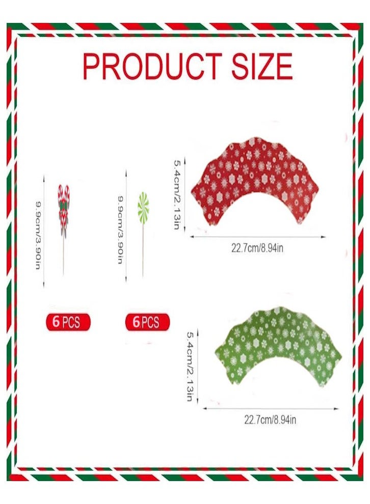 JOLLITY LLC أغطية وكؤوس كعك عيد الميلاد 24 قطعة لتزيين حفلات العطلات - Image 2