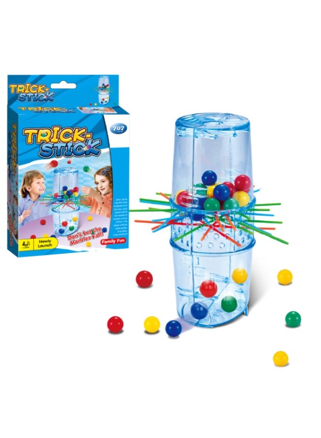 707 Games Trick Stick Marble Drop Challenge Game Toy - Educational Pull-Out Sticks Board Toy for Kids & Adults, Balanced Educational Parent-Child Interactive Toy for Family Party Game Gifts - Image 1