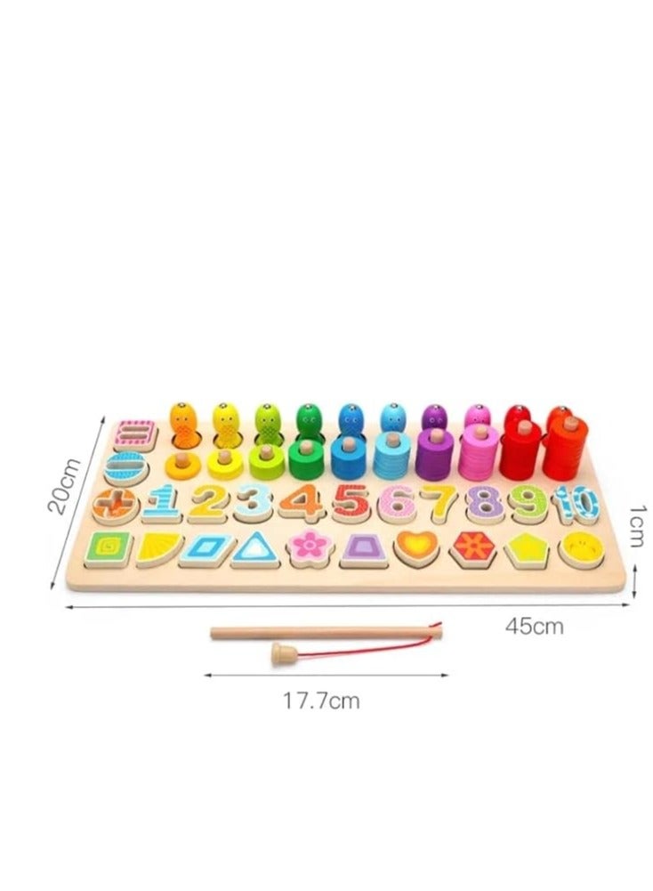 FIVE WOODEN TOYS MATH FISHING COUNT NUMBERS MATCHING DIGITAL SHAPE MATCH MONTESORI EDUCATIONAL BOARD EARLY EDUCATIONAL KIDS TOY GIFTS - Image 5