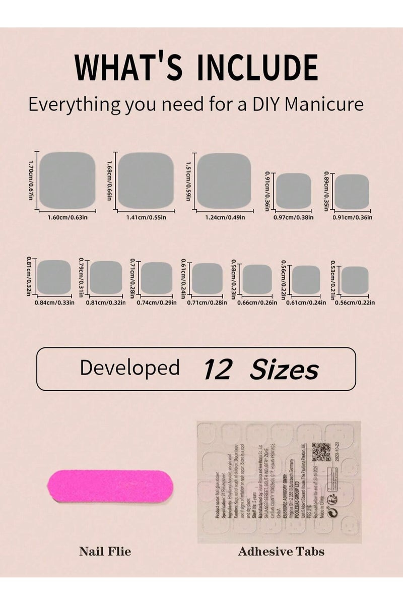 Fake Toenails with Square Design – 24 Nails with Glue and Nail File - Image 4