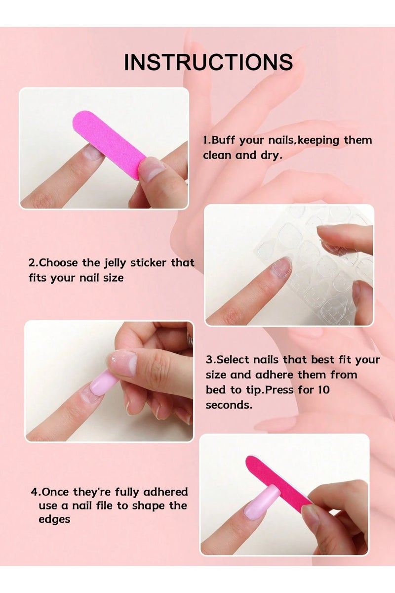 Fake Toenails with Square Design – 24 Nails with Glue and Nail File - Image 5