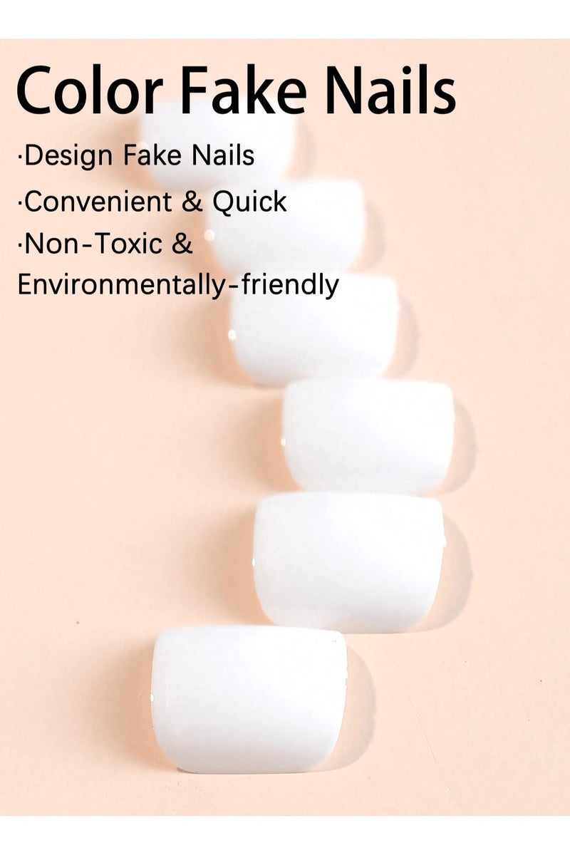 Fake Toenails with Square Design – 24 Nails with Glue and Nail File - Image 3