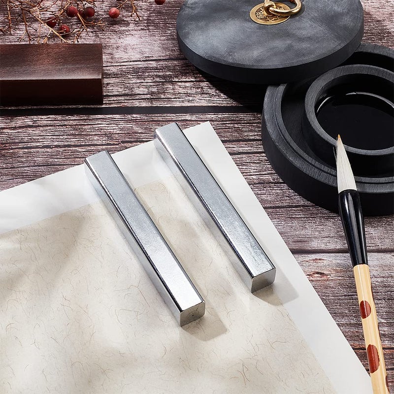 PH PandaHall 2pcs Chinese Calligraphy Paperweight, Iron Paper Weight Cast Heavy Map Paper Weights for Calligraphy Painting Writing Drawing Beginners Professional Offcice Desk - Image 2