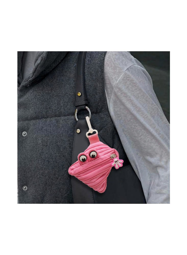 Monster Zipper Coin Purse, Bag Charm, Cute Design, Small Items, Coin Case, Storage, Pouch, Plush Rucksack, Stylish, Earphone Holder, Key Holder  for Men and Women (Pink) - Image 5