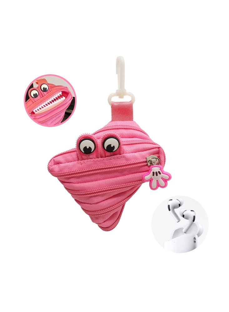 Monster Zipper Coin Purse, Bag Charm, Cute Design, Small Items, Coin Case, Storage, Pouch, Plush Rucksack, Stylish, Earphone Holder, Key Holder  for Men and Women (Pink) - Image 1