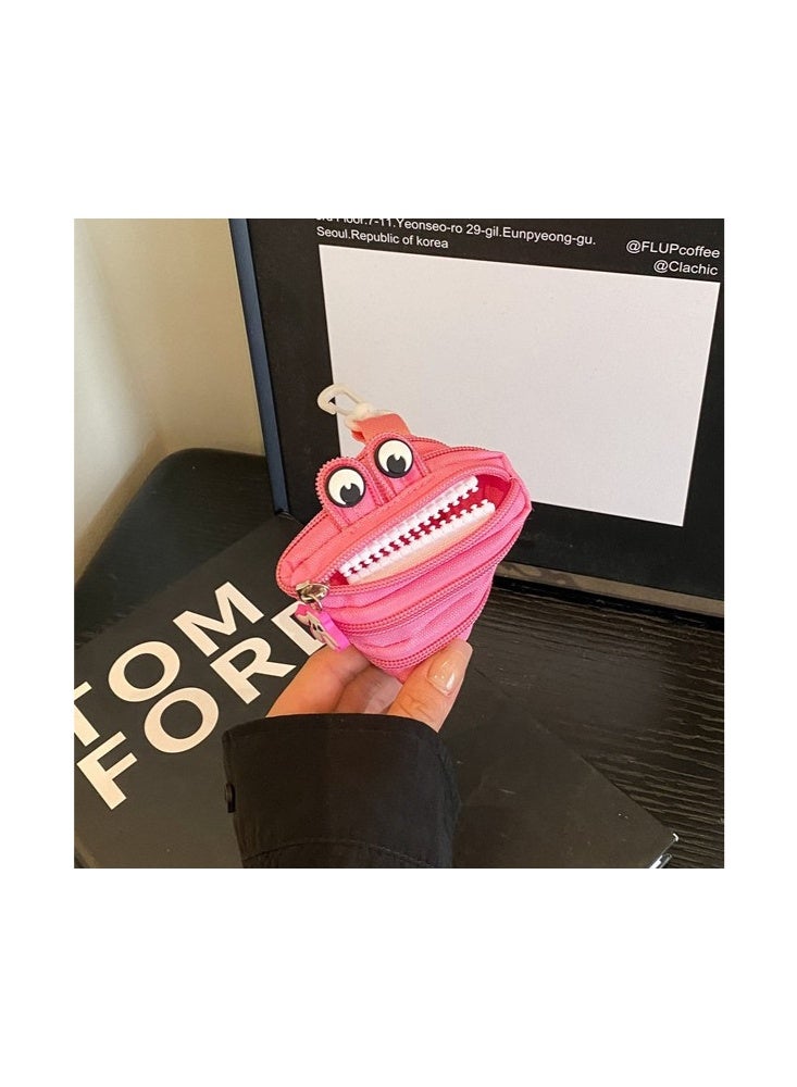 Monster Zipper Coin Purse, Bag Charm, Cute Design, Small Items, Coin Case, Storage, Pouch, Plush Rucksack, Stylish, Earphone Holder, Key Holder  for Men and Women (Pink) - Image 2