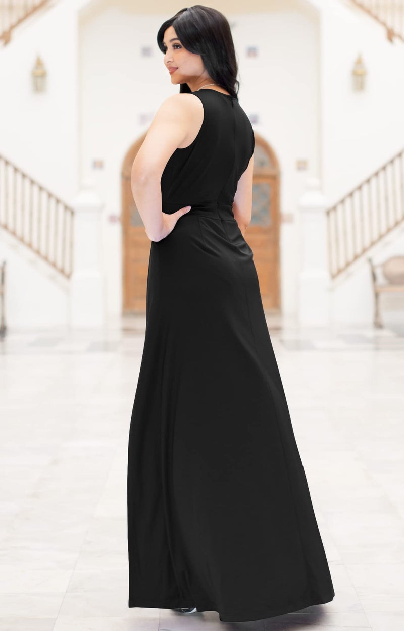KOH KOH Plus Size Womens Sleevless Long Pant Cape Dressy Pockets Classy Tall Wedding Guest Party Overall One Piece Pantsuit Outfit Romper Rompers Jumpsuit Jumpsuits, Black XL 14-16 - Image 5