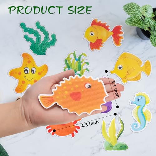 Giftormous Bathtub Non-Slip Stickers for Shower - 20 PCS Large Anti-Slip Cute Sea Creature Stickers with Scraper for Kids Bath Tub and Slippery Shower Floor, Perfect Bathroom Decor - Image 4