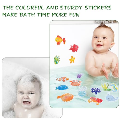 Giftormous Bathtub Non-Slip Stickers for Shower - 20 PCS Large Anti-Slip Cute Sea Creature Stickers with Scraper for Kids Bath Tub and Slippery Shower Floor, Perfect Bathroom Decor - Image 3