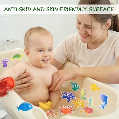 Giftormous Bathtub Non-Slip Stickers for Shower - 20 PCS Large Anti-Slip Cute Sea Creature Stickers with Scraper for Kids Bath Tub and Slippery Shower Floor, Perfect Bathroom Decor - Image 5