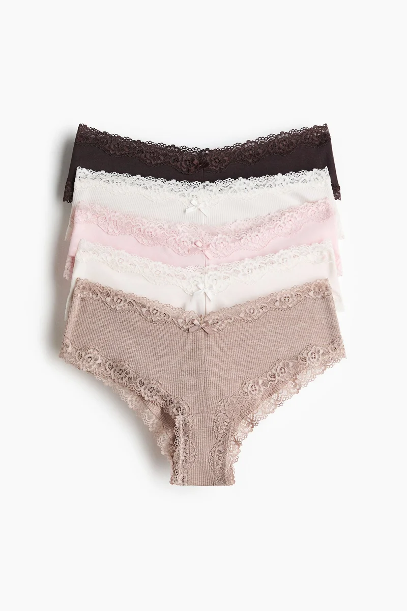 H&M 5-pack cotton and lace hipster briefs