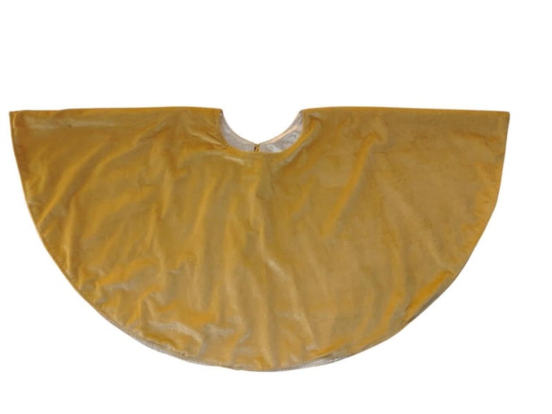 Yellow Christmas Tree Skirt, Holiday Decoration, Festive Tree Base Cover