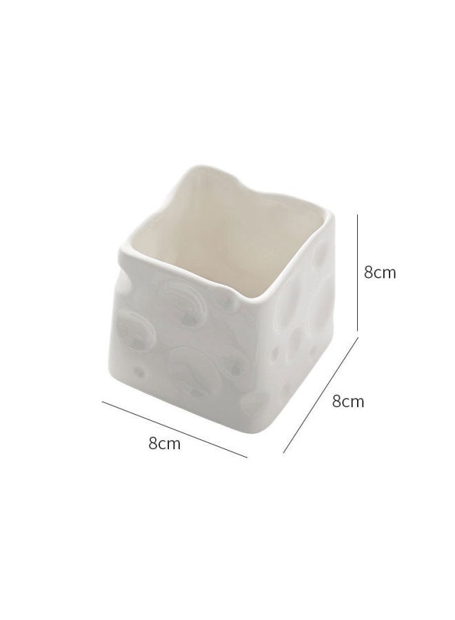 Cream Style Advanced Fruit Fork Suit Multi-purpose Ceramic Cheese Storage Can Bar Decoration Good Hand Ceremony-Specification:White - Image 1