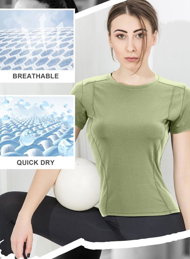 Cozypower 4 Pack Women's Compression Shirts Short Sleeve Workout Tops Athletic Quick Dry Gym Yoga Running T-Shirt Moisture Wicking, Fresh Color, L - Image 5