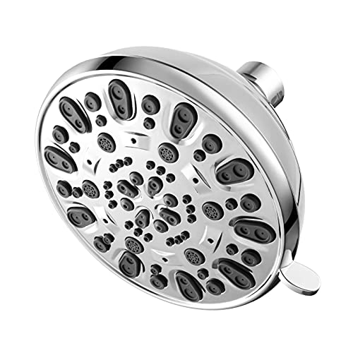 VMASSTONE High Pressure Shower Head VMASSTONE 4.7" Rain Fixed Showerhead 7-Spray Setting with Adjustable Brass Swivel Ball Joint - Excellent Replacement for Your Bath Shower Head (FM-001 Chrome) - Image 1