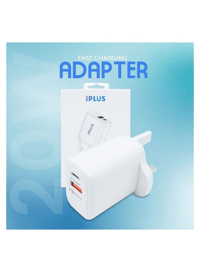 iPLUS iP-CH650 PD Charger Adapter Charger High Speed Mobile Charger 20W 3.0Amp Type-C Quick Charger UK Plug - Image 1
