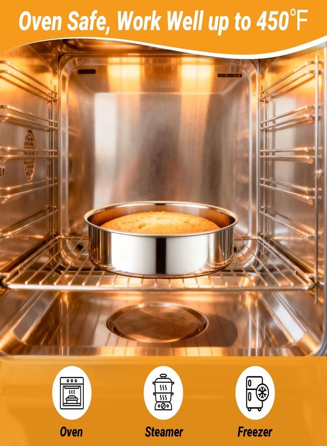 Beasea 10 Inch Cake Pans Set of 3, Large Stainless Steel Round Cake Pan Cheesecake Chiffon Mold Tin for Homemade DIY Desserts Baking Bakeware - Image 4
