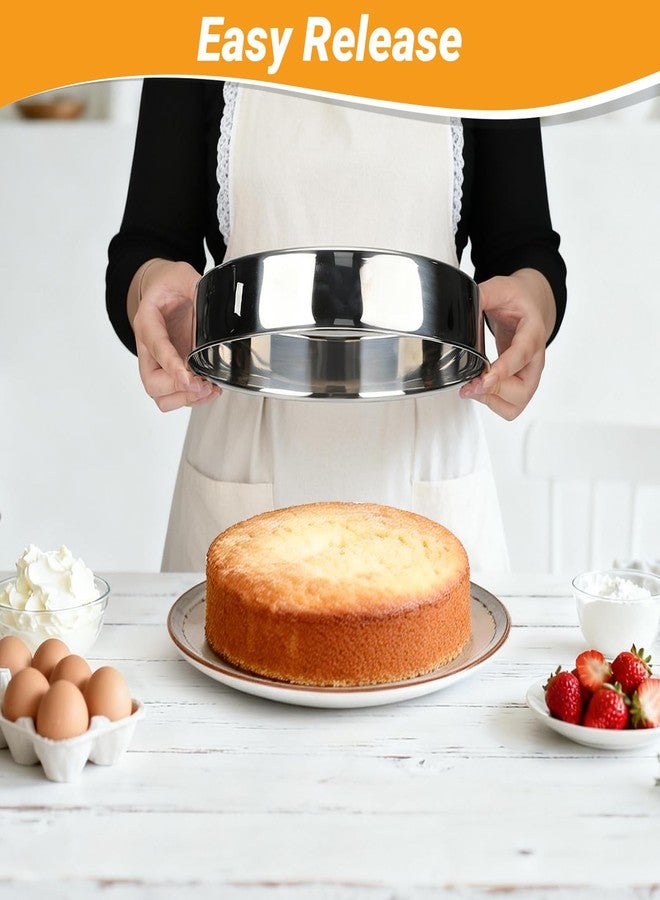 Beasea 10 Inch Cake Pans Set of 3, Large Stainless Steel Round Cake Pan Cheesecake Chiffon Mold Tin for Homemade DIY Desserts Baking Bakeware - Image 5