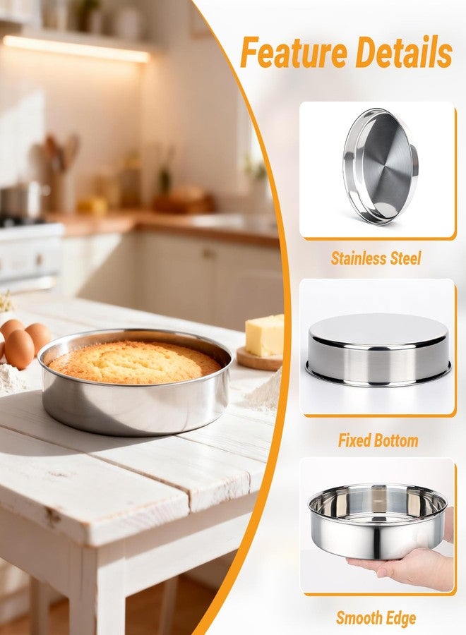 Beasea 10 Inch Cake Pans Set of 3, Large Stainless Steel Round Cake Pan Cheesecake Chiffon Mold Tin for Homemade DIY Desserts Baking Bakeware - Image 3