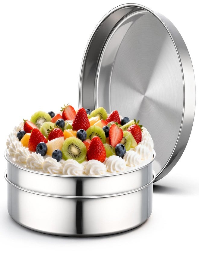 Beasea 10 Inch Cake Pans Set of 3, Large Stainless Steel Round Cake Pan Cheesecake Chiffon Mold Tin for Homemade DIY Desserts Baking Bakeware - Image 1