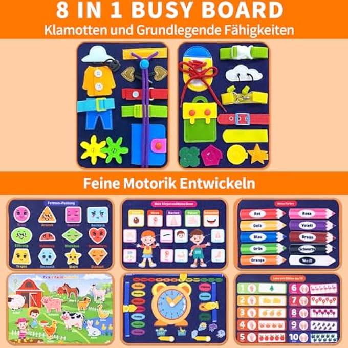 BUSY BOARD GERMAN, BUSY BOARD FROM 1 YEAR, MONTESSORI TOY FROM 1 YEAR, TOY FROM 2 YEARS, QUIET BOOK, GIFT 1 YEAR GIRLS, ACTIVITY BOARD - Image 3