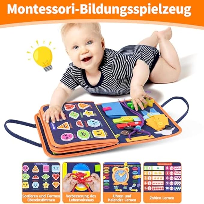 BUSY BOARD GERMAN, BUSY BOARD FROM 1 YEAR, MONTESSORI TOY FROM 1 YEAR, TOY FROM 2 YEARS, QUIET BOOK, GIFT 1 YEAR GIRLS, ACTIVITY BOARD - Image 4