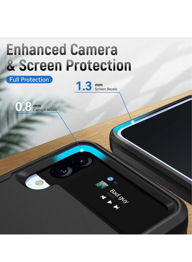 Rock Pow Compatible with Samsung Galaxy Z Flip 4 5G (2022) Case, Shock Proof Grade Heavy Duty Armor 360° Rotatable Kickstand [Support Magnetic Car Mount] Protective Shockproof Phone Case Metal Ring,Black - Image 4