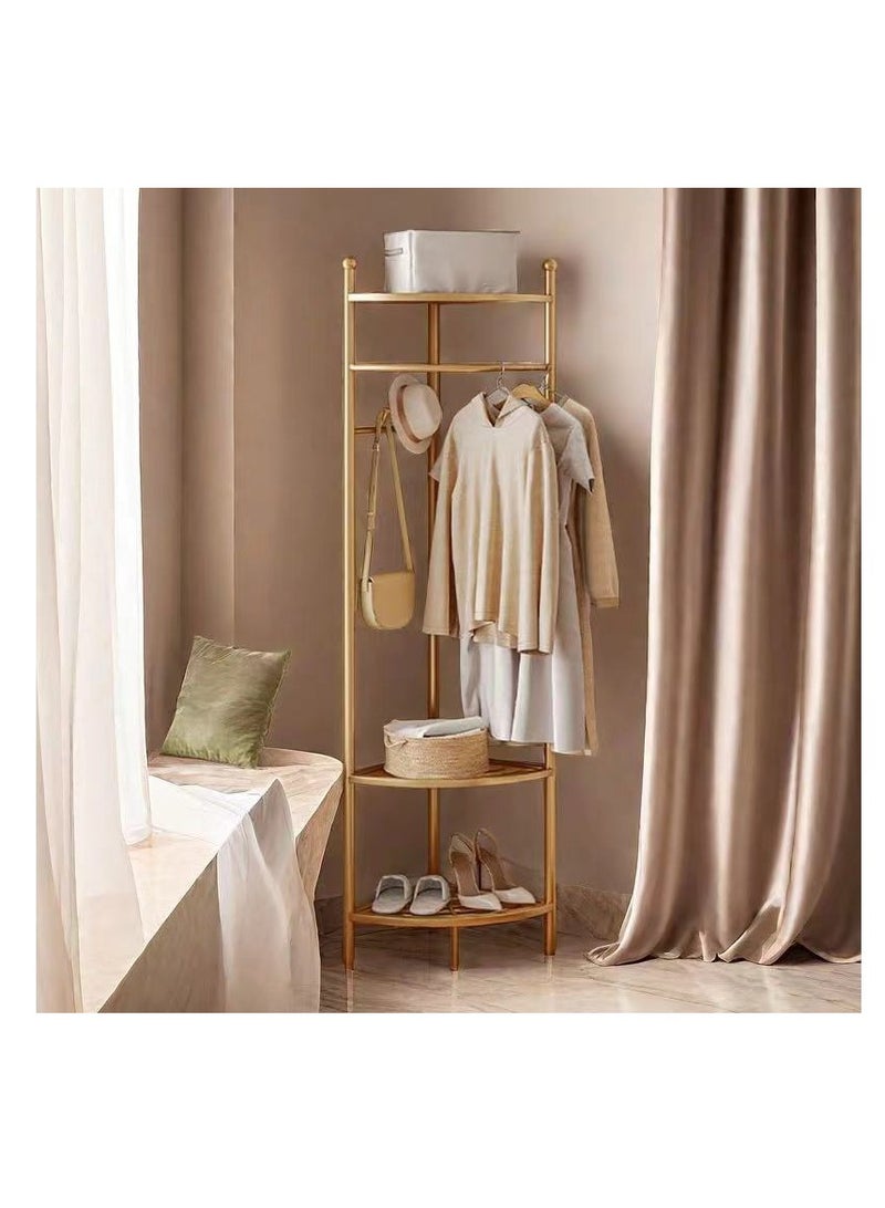 Freestanding Coat Rack Metal Tree Stand Rack Hanger for Home Entryway Living room and Bedroom Corner Hanging Clothes Scarves Backpacks Umbrellas Bags Hats (Golden)  - Image 1