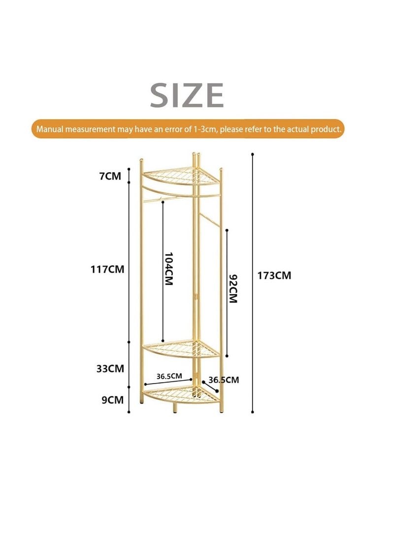 Freestanding Coat Rack Metal Tree Stand Rack Hanger for Home Entryway Living room and Bedroom Corner Hanging Clothes Scarves Backpacks Umbrellas Bags Hats (Golden)  - Image 2