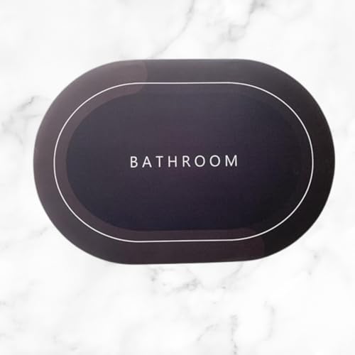RENVA Bathroom Door Mats | Water Absorbent Quick Dry Round Mat with Anti-Slip Rubber Backing | Non-Slip Floor Mat for Home & Kitchen 40x60 CM (Pack of 2, Black Colour) - Image 1