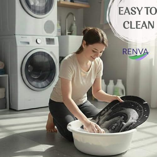 RENVA Bathroom Door Mats | Water Absorbent Quick Dry Round Mat with Anti-Slip Rubber Backing | Non-Slip Floor Mat for Home & Kitchen 40x60 CM (Pack of 2, Black Colour) - Image 5