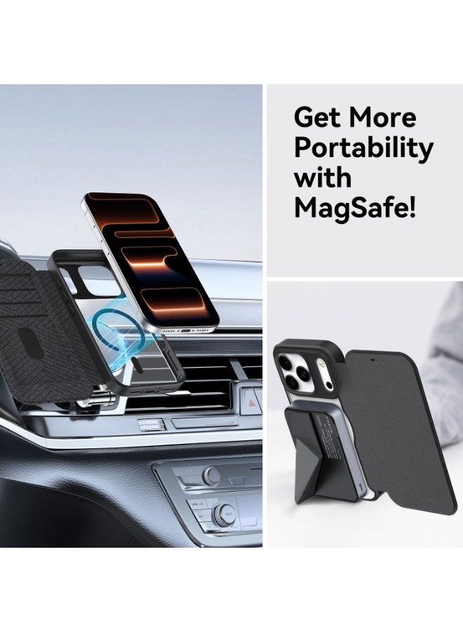 RAPTIC حافظة Air Folio لجهاز iPhone 17 Pro Max متوافقة مع MagSafe محفظة فوليو [3 فتحات بطاقات] غلاف جلد بوليمري إغلاق مغناطيسي ظهر شفاف [مختبر للسقوط من ارتفاع 2 م] - أسود - Image 4