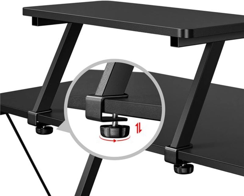 SKY-TOUCH L Shaped Gaming Desk, Home Office Desk With Round Corner And Shelf, Computer Desk With Large Monitor Stand Desk, Sturdy Writing Workstation, Gaming Desk With Shelf - Black 50.8*50.8*28，Inch - Image 4