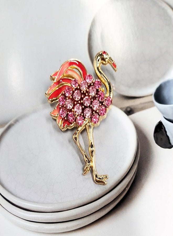 OIDIMS Flamingos Wild Animal Brooch Lapel Pin Women's Rhinestone Crystal Delicate Enamel Bird Flamingo Pins Brooches Corsage for Women Fashion Dress Hat Bag Suit Tie Wedding Accessories Jewelry (Pink) - Image 4