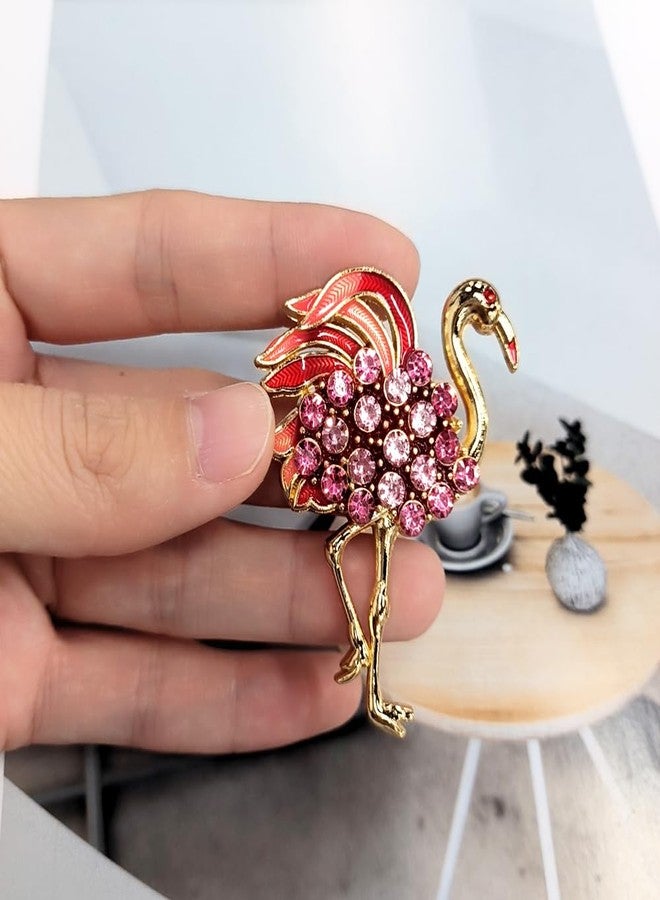 OIDIMS Flamingos Wild Animal Brooch Lapel Pin Women's Rhinestone Crystal Delicate Enamel Bird Flamingo Pins Brooches Corsage for Women Fashion Dress Hat Bag Suit Tie Wedding Accessories Jewelry (Pink) - Image 5